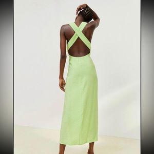Brand new Lime green dress with slit XS